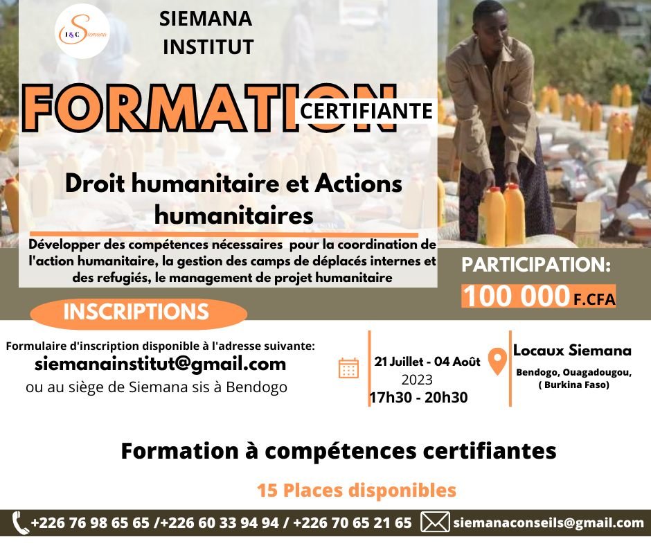Formation certifiante en ''droit et actions humanitaires" 2