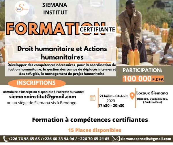 Formation certifiante en « Droit humanitaire et actions humanitaires » 2