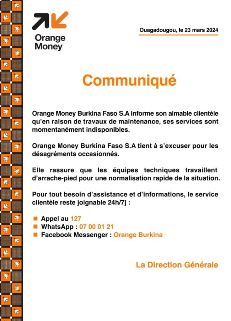 Orange money : Les services sont momentanément indisponibles 2