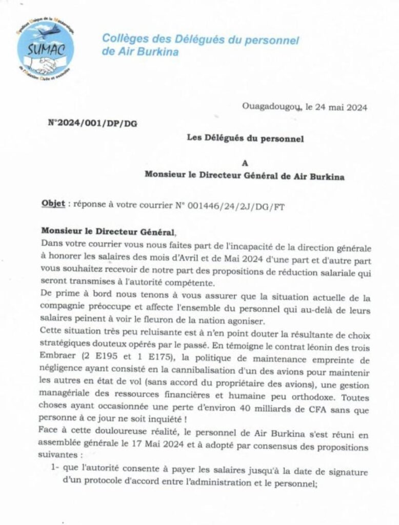 Air Burkina : Des employés sans salaire depuis 2 mois 3