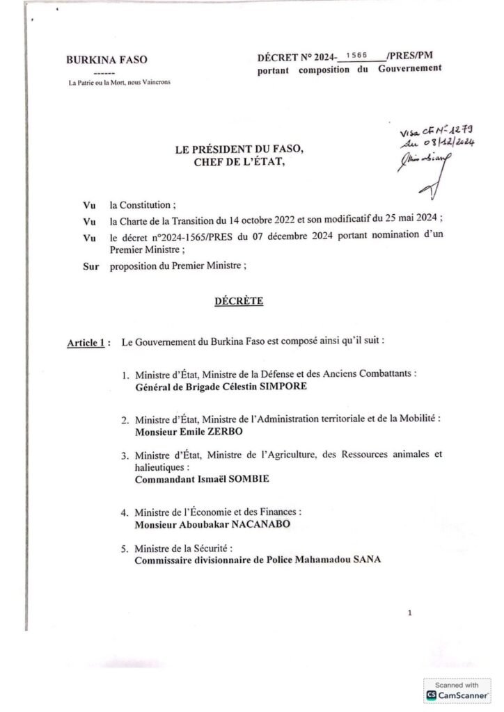 Burkina : 4 femmes dans le gouvernement de Jean-Emmanuel Ouédraogo 2