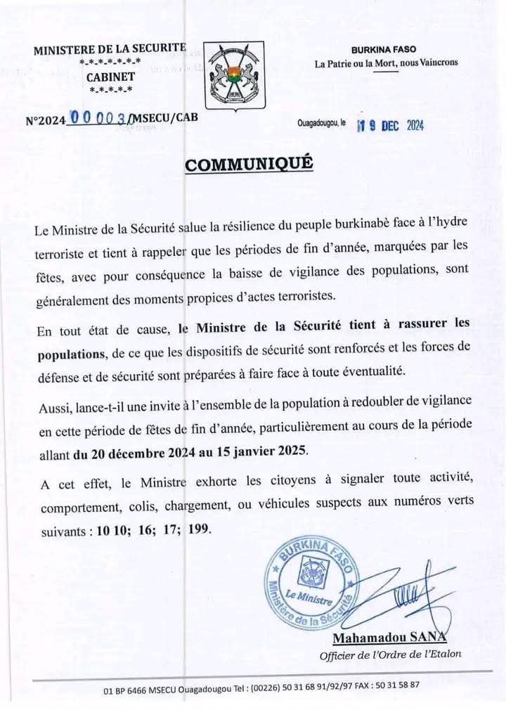 Burkina : Sécurité renforcée à l’approche des fêtes de fin d’année dans tout le territoire 2