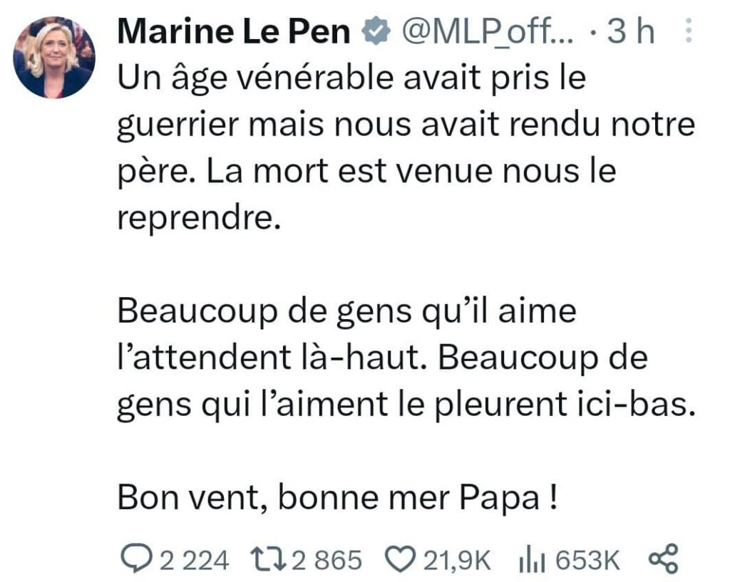 France : Marine Le Pen pleure son père 2