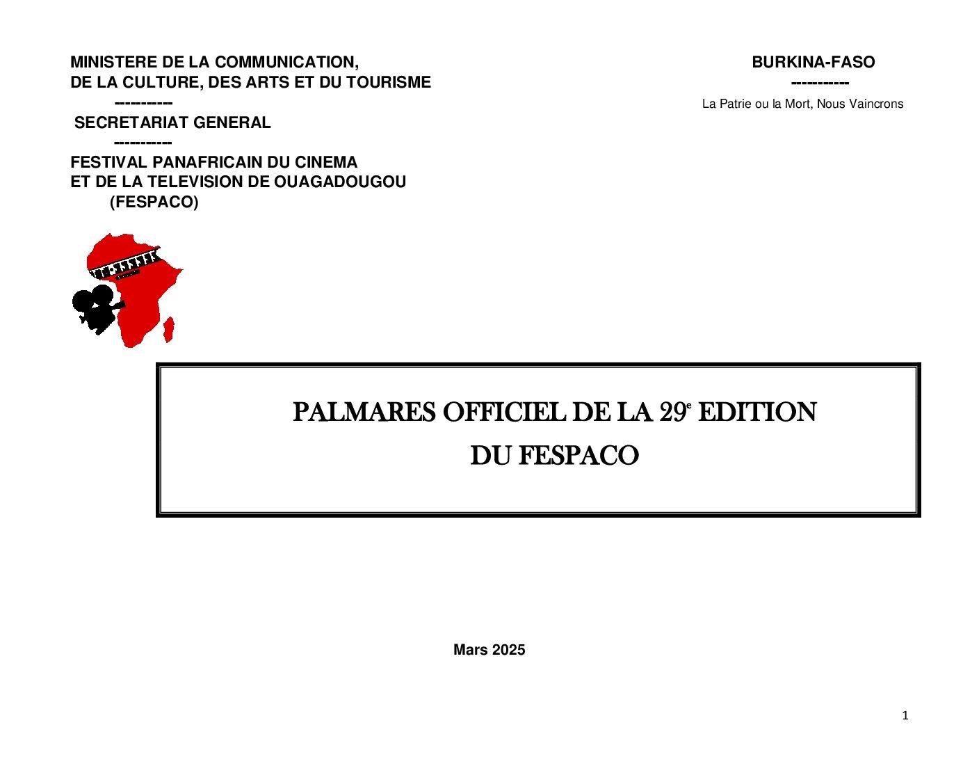 FESPACO 2025 : Le Palmarès officiel 5